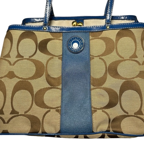 Authentic Coach Khaki & Royal Blue Caryall Bag - Picture 4 of 10